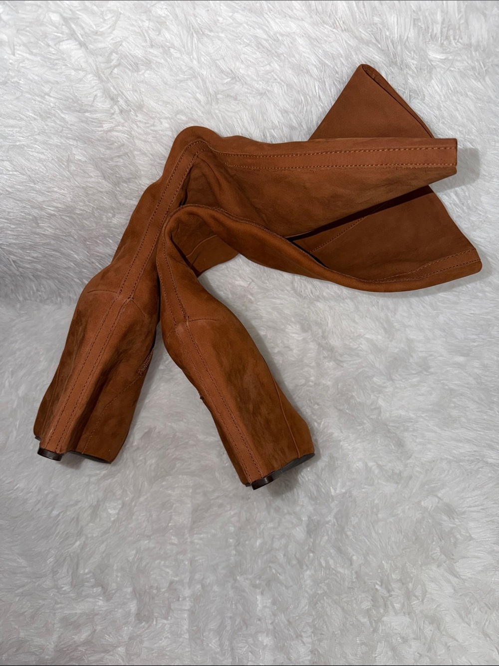 Boutique 9 Cognac Suede Tall Platform Wedge Boots Size 9 NWOT - Picture 8 of 12